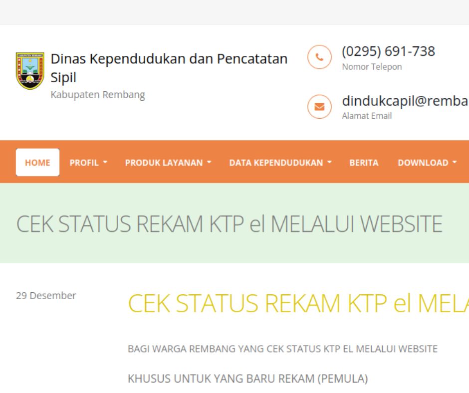 Kabar gembira untuk warga Rembang! Kini, cek KTP online Rembang, mengurus dokumen kependudukan seperti KTP, KK, Akta, Mutasi, dan keperluan PPDB jadi lebih mudah dan hemat! Tidak perlu lagi antri panjang di kantor Disdukcapil, cukup dengan kirim chat WhatsApp ke nomor 0852254884445.