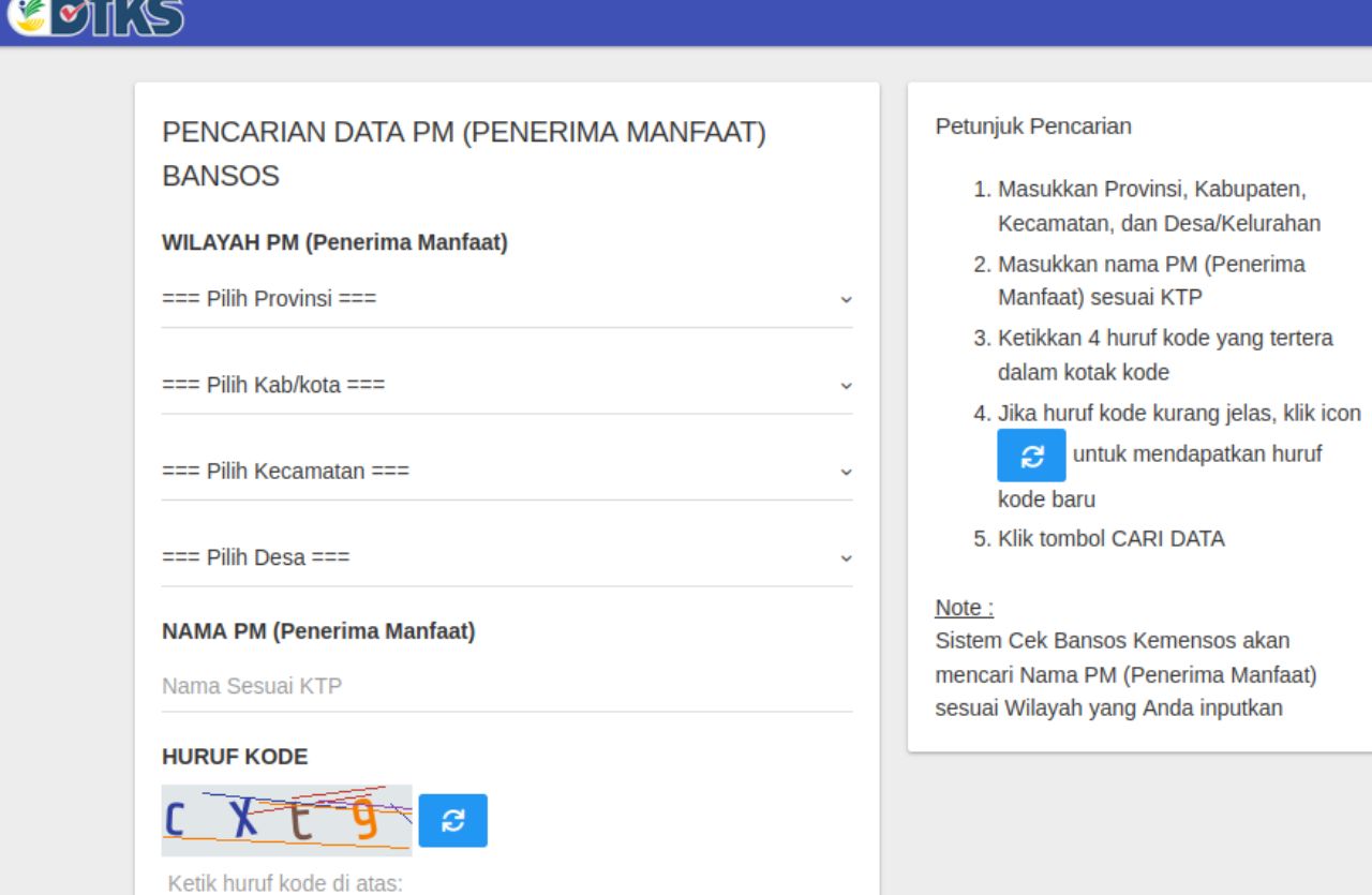 Untuk memastikan apakah Anda terdaftar sebagai penerima bantuan sosial dari Kementerian Sosial, Anda bisa melakukan pengecekan DTKS Kemensos Go id dan Cek KTP Login melalui website resmi di alamat https://cekbansos.kemensos.go.id/.