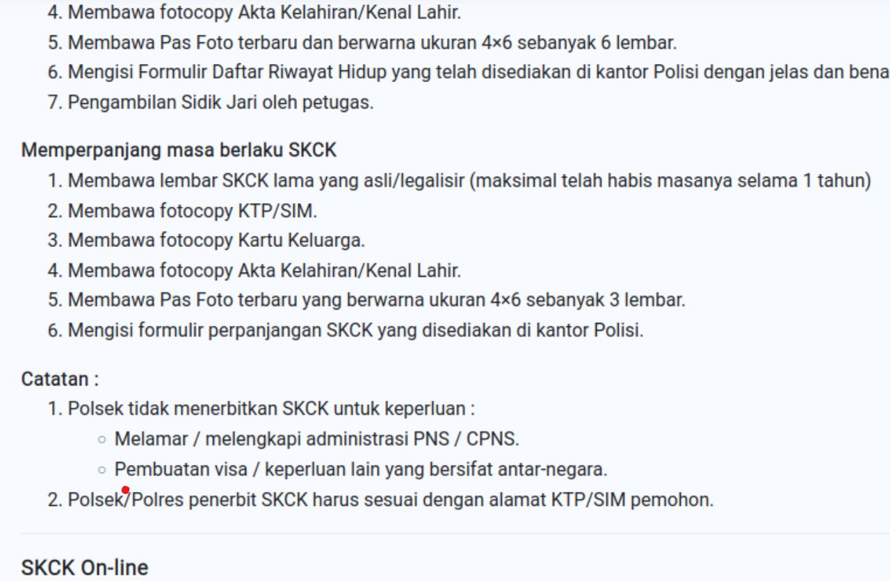 Cari tahu persyaratan perpanjang SKCK di tahun 2024. Simak panduan langkah demi langkah lengkap dengan dokumen yang dibutuhkan dan proses pengajuan SKCK di sini.