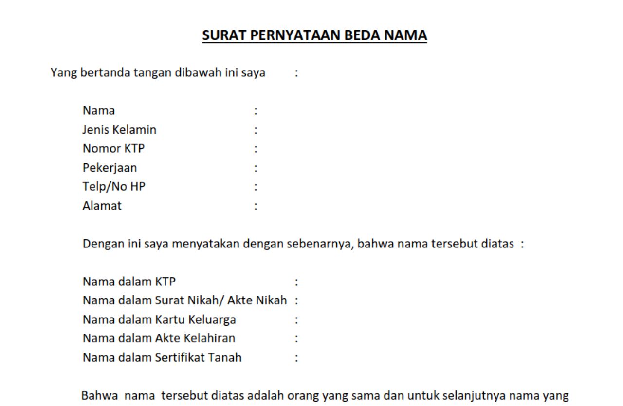 Surat keterangan beda nama KTP dan sertifikat tanah adalah dokumen resmi yang diterbitkan oleh pemerintah desa atau kelurahan untuk menerangkan adanya perbedaan atau kesalahan nama antara dokumen identitas seperti KTP dengan sertifikat tanah.