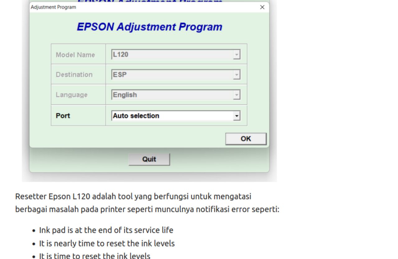 Cara efektif menggunakan Resetter Epson L121 untuk mengatasi berbagai masalah printer seperti notifikasi error dan ink pad penuh.