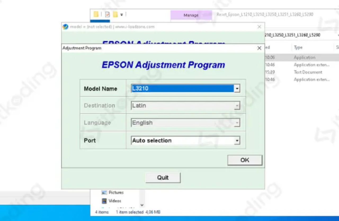 Cara mengunduh dan menggunakan resetter Epson L3210 untuk mengatasi masalah seperti lampu indikator berkedip dan pesan "Service Required" pada printer.
