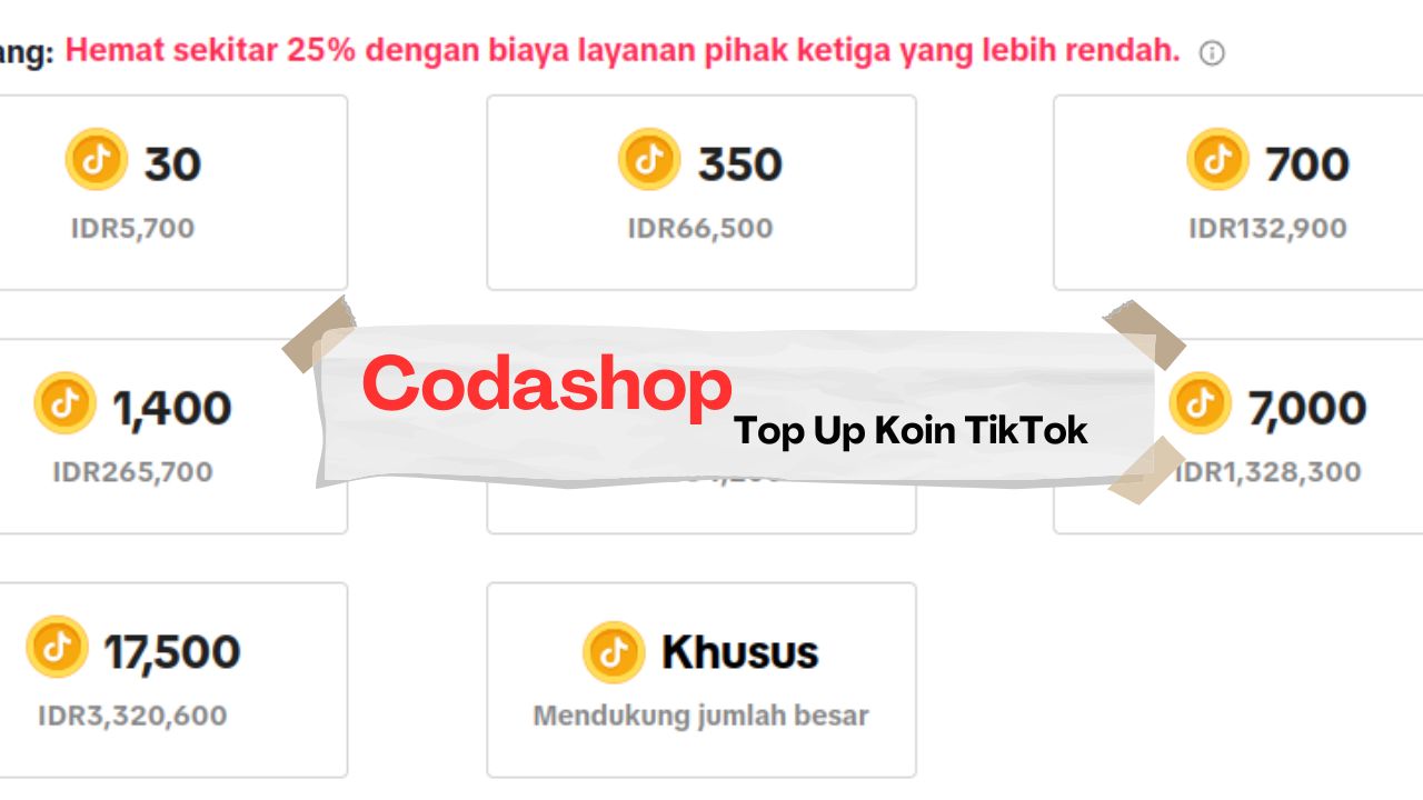 Top up koin TikTok Codashop dengan cepat dan aman! TikTok telah menjadi platform media sosial yang sangat populer, memungkinkan pengguna untuk membuat dan berbagi video pendek yang kreatif.