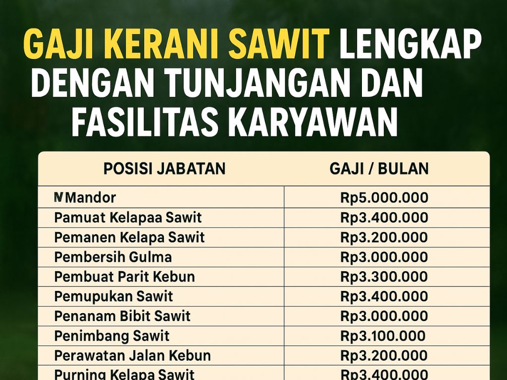 Gaji kerani sawit sering menjadi topik menarik ketika membicarakan dunia kerja di sektor perkebunan. Industri kelapa sawit bukan hanya membuka peluang besar bagi pekerja lapangan seperti pemanen atau mandor, tetapi juga bagi posisi administrasi yang dikenal dengan sebutan kerani. Di balik hijau luasnya perkebunan sawit di Riau, Kalimantan, dan berbagai daerah lainnya, profesi ini hadir sebagai roda penggerak penting yang memastikan jalannya aktivitas perusahaan tetap teratur.